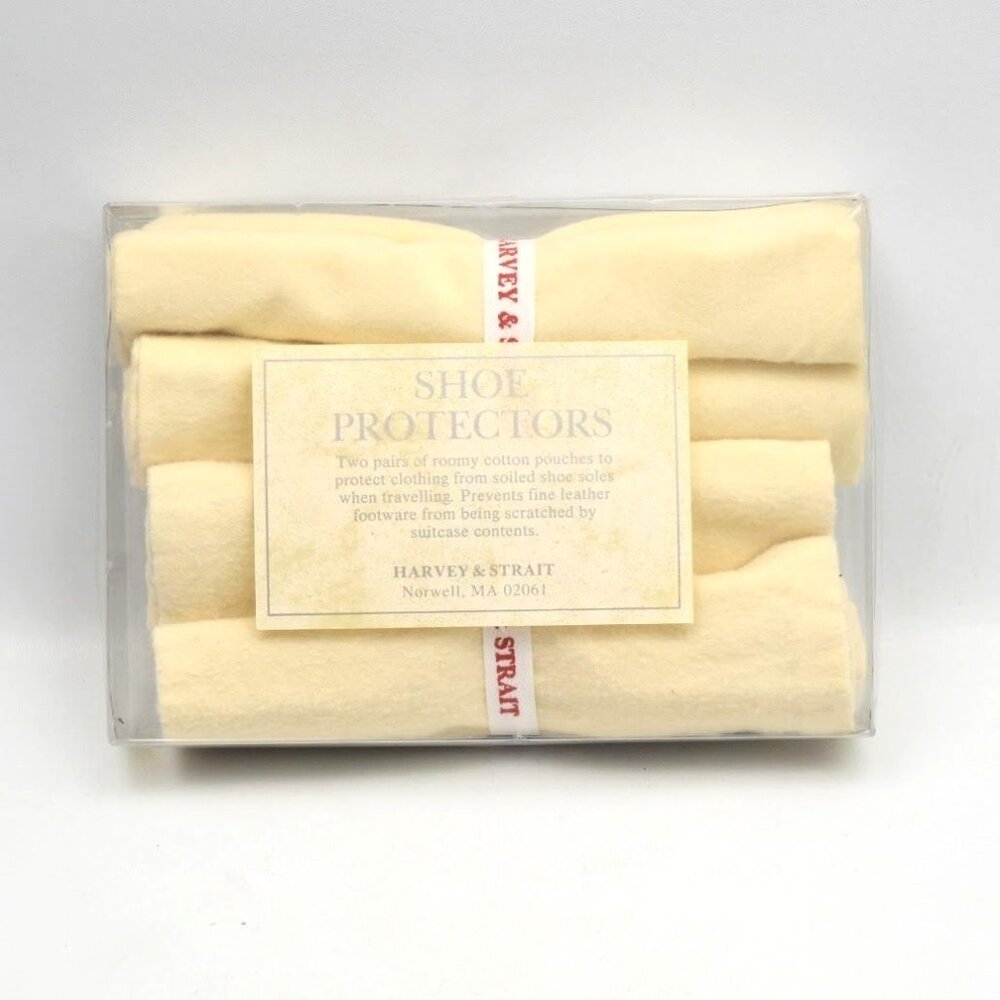 Vintage Harvey & Strait Shoe Protector Bags Beige Cotton Travel Pouches 2 Pair